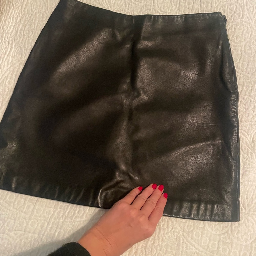 black leather mini skirt. Super cute, used in great condition